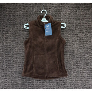 White Sierra Vest Womens Small Brown Full Zip Fleece Casual Outdoor Gorpcore NWT